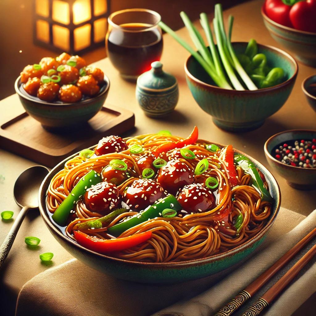 Indulge in the fusion flavors of Chinese Noodles and Manchurian.